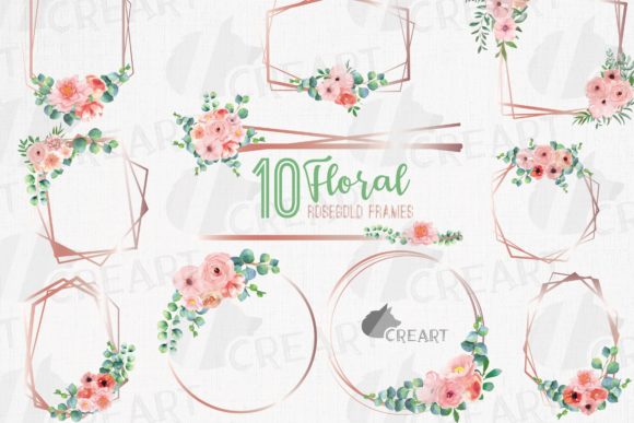 Blush Floral Eucalyptus Frames Clipart