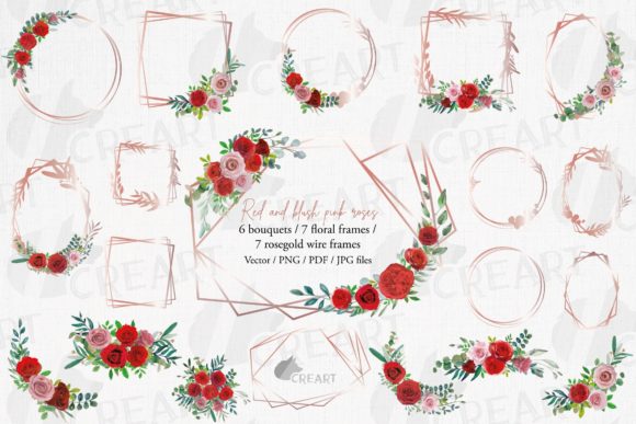Blush Red Roses Bridal Flower Frames