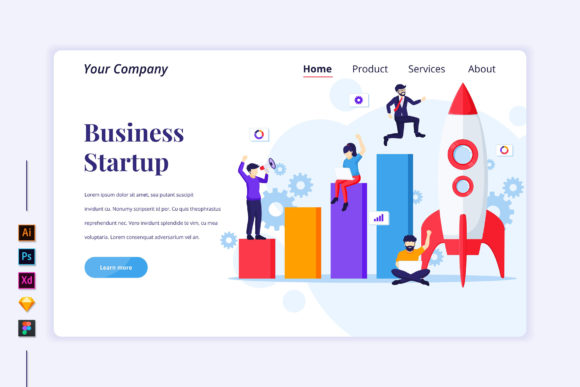 Business Startup Flat Illustration: Graphics for Landing Page Templates