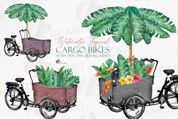 Cargo Bikes Tropical Leaves Decoration Graphics