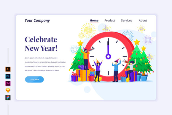 Celebrate New Year Flat Illustration Graphics
