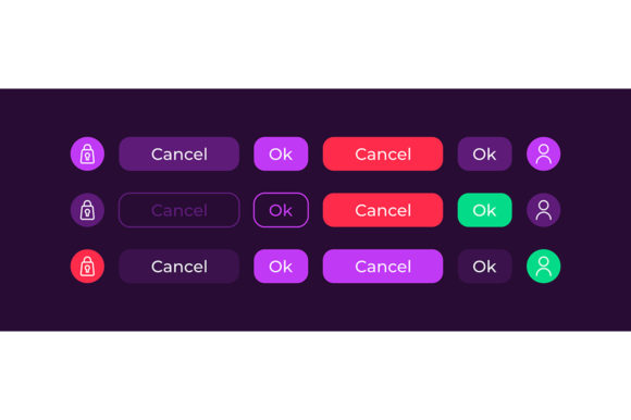 Colourful Buttons UI Elements Kit: Graphics for Ux And Ui Kits