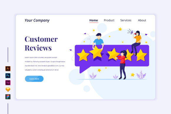 Customer Reviews Flat Illustration