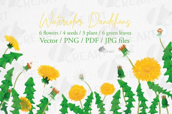 Dandelion Watercolor Elements, Blowballs: Graphics for Print Templates