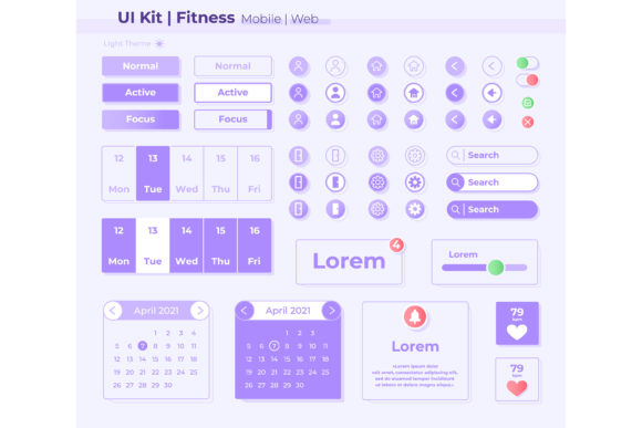 Fitness UI Elements Kit: Graphics for Ux And Ui Kits