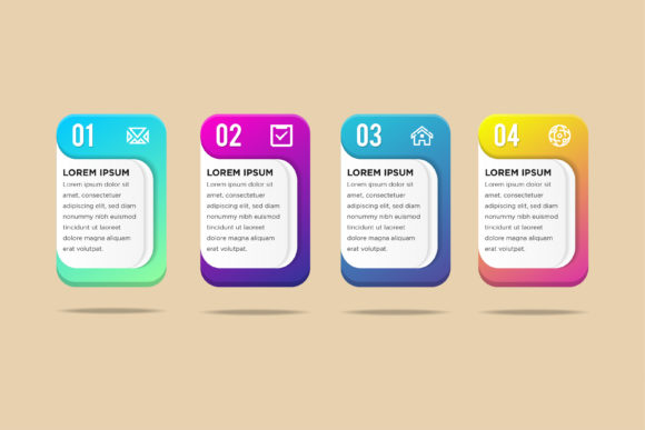 Four Step Infographic Bright Gradient