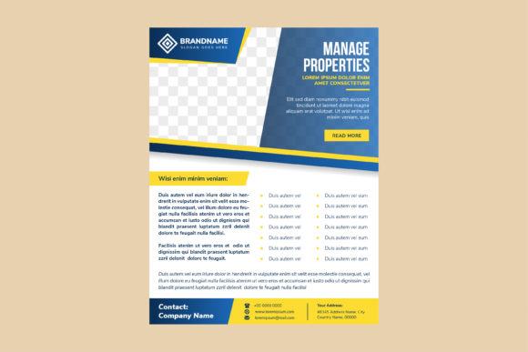 Manage Propertis Vertical Flyer Yellow: Graphics and Print Templates