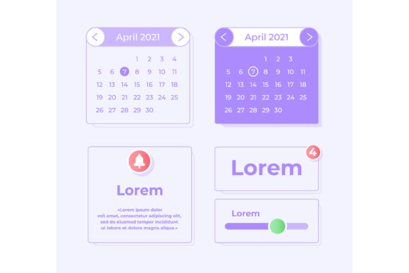 Monthly Calendar UI Elements Kit: Graphics for Ux And Ui Kits