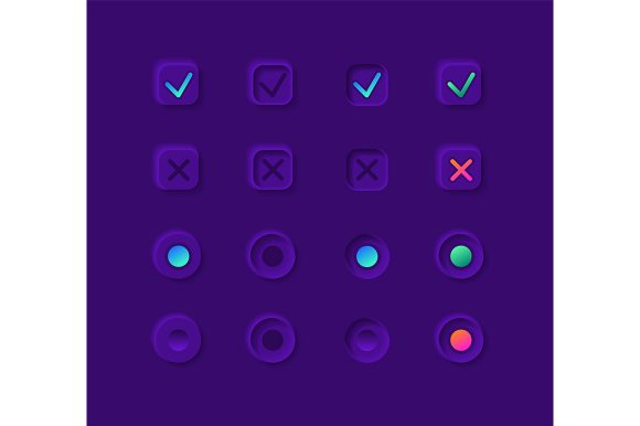 Notification Buttons UI Elements Kit: Graphics for UX and UI Kits