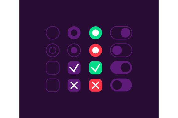 Option Switches UI Elements Kit: Graphics for UX and UI Kits