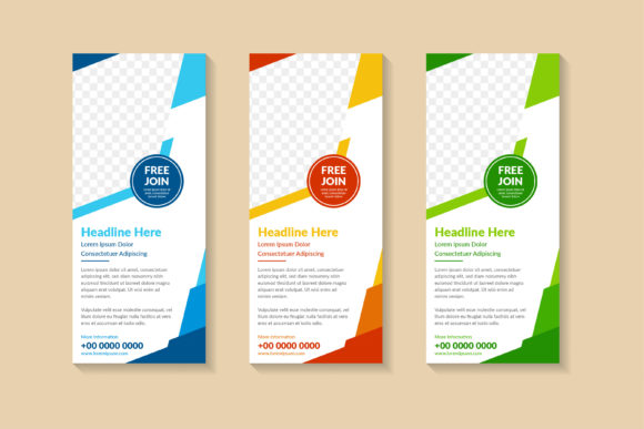 Orange Green Blue Vertical Banner Polygo Graphics