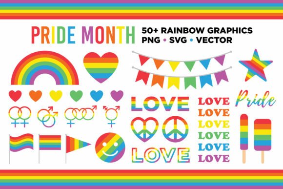 Rainbow Love Pride Clip Art Set