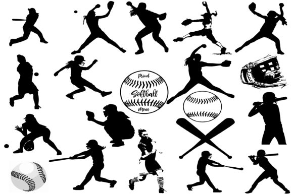 Softball Silhouettes Graphics