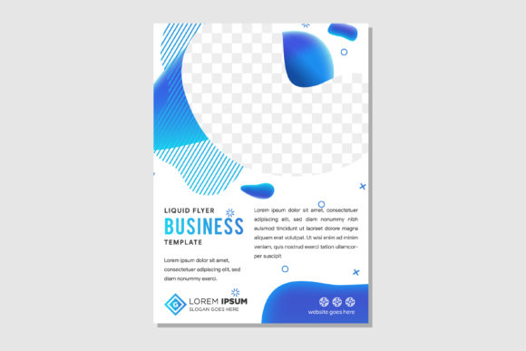 Vertical Flyer Buble Liquid Blue: Graphics for Print Templates