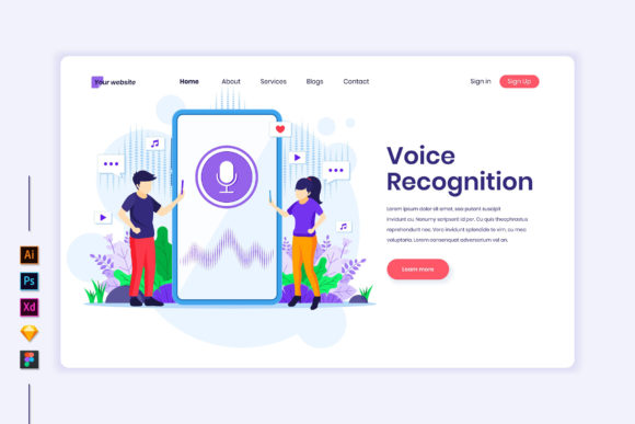 Voice Recognition Flat Illustration Graphics