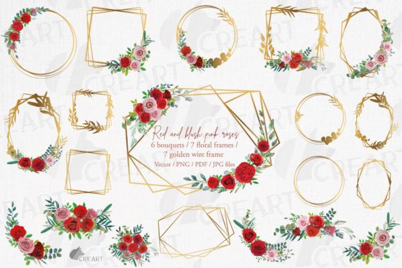 Watercolor Blush Pink Red Roses Design