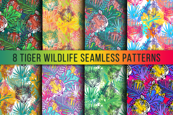 Wild Tiger Seamless Patterns Set